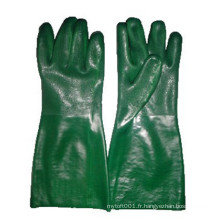 Gants PVC NMSAFETY sable et résistant aux acides gants verts 45cm